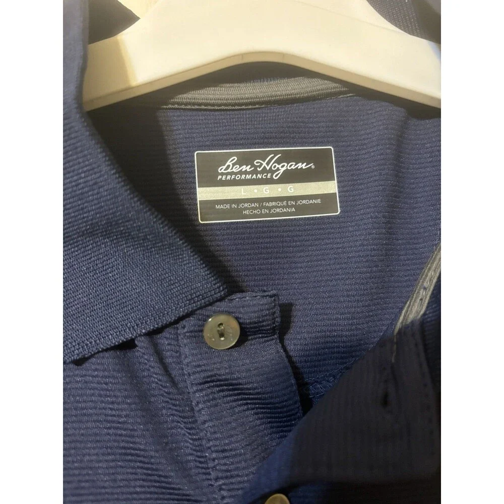 Ben Hogan Performance Polo Size L Golf Shirt Short Sleeve Blue Men's Zep Patch